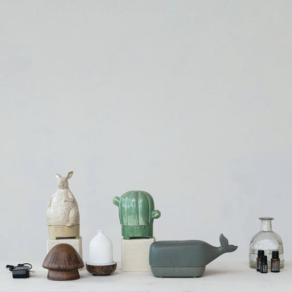 TEXTURED STONEWARE OIL DIFFUSER W/ TIMER (EACH ONE WILL VARY)