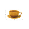 GOLDEN RIBBED MUG W/ SAUCER, REACTIVE GLAZE