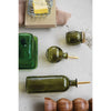 4 OZ. GLASS BITTER BOTTLE WITH METAL STOPPER, OLIVE COLOR & GOLD FINISH