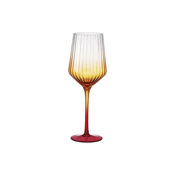 14 OZ. STEMMED FLUTED WINE GLASS, ORANGE COLOR OMBRE