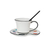 Ceramic Paint Palette Saucer w/ Teacup & Brush Shaped Stirrer, Set of 3