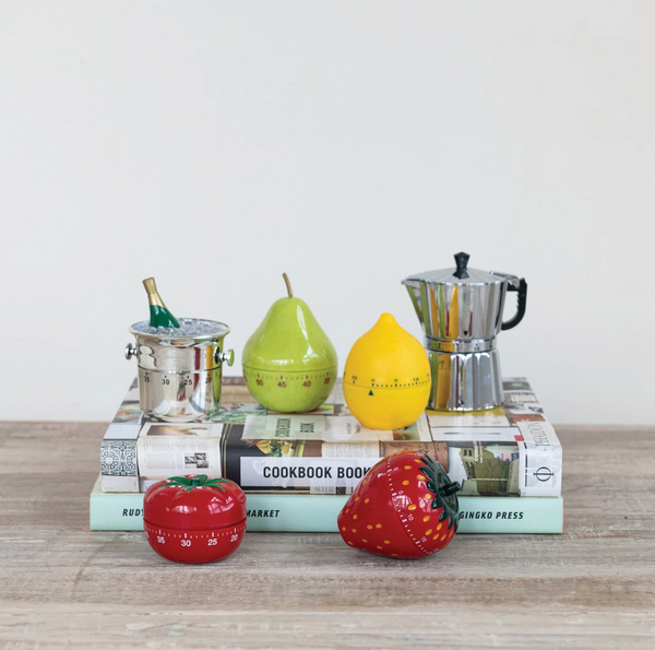 PLASTIC PEAR SHAPED 1 HOUR TWIST TIMER, GREEN & BROWN