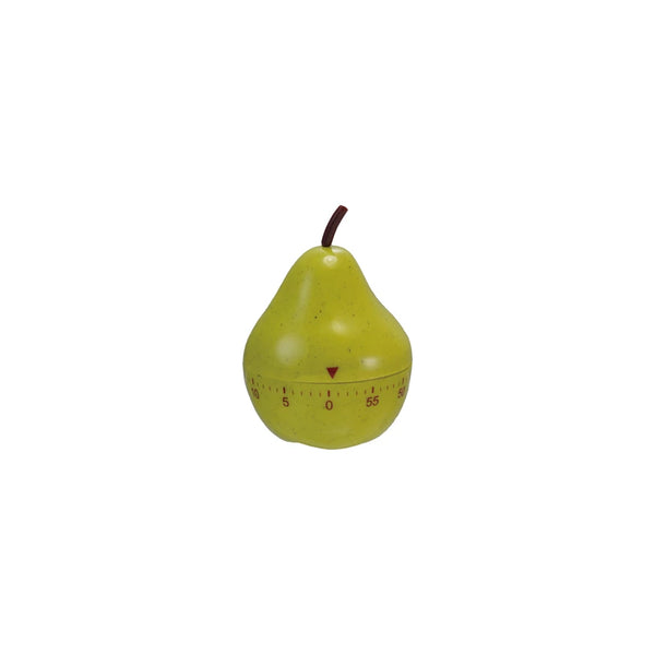 PLASTIC PEAR SHAPED 1 HOUR TWIST TIMER, GREEN & BROWN