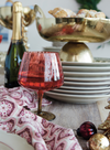 14 OZ. RIBBED STEMMED WINE GLASS, RED & OLIVE GREEN