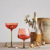 14 OZ. RIBBED STEMMED WINE GLASS, RED & OLIVE GREEN