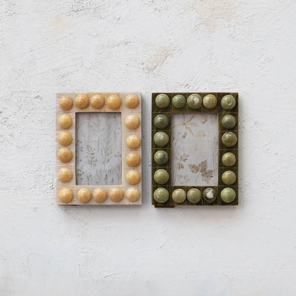 HANDMADE MARBLED RESIN BOBBIN PHOTO FRAME (FOR 4X6 PHOTO)