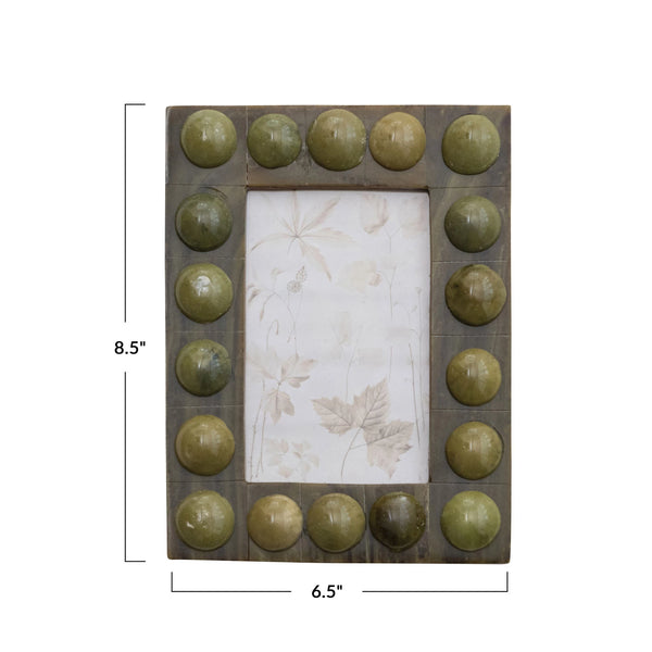 HANDMADE MARBLED RESIN BOBBIN PHOTO FRAME (FOR 4X6 PHOTO)