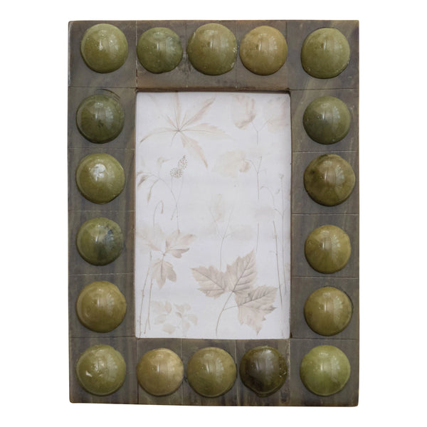 HANDMADE MARBLED RESIN BOBBIN PHOTO FRAME (FOR 4X6 PHOTO)