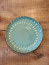 STONEWARE FLUTED PLATE, REACTIVE GLAZE, SAGE GREEN