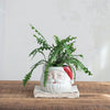 STONEWARE SANTA HEAD SHAPED PLANTER, RED & WHITE (HOLD 5" POT)