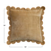 COTTON VELVET PILLOW W/ SCALLOPED FLANGE & EMBROIDERED EDGE, MUSTARD COLOR