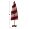 SISAL BOTTLE BRUSH SWIRLED TREE W/ WOOD BASE, RED & CREAM COLOR