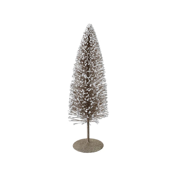 LARGE WHITE PETITE FLOWER BOTTLE BRUSH TREE WITH GLITTER
