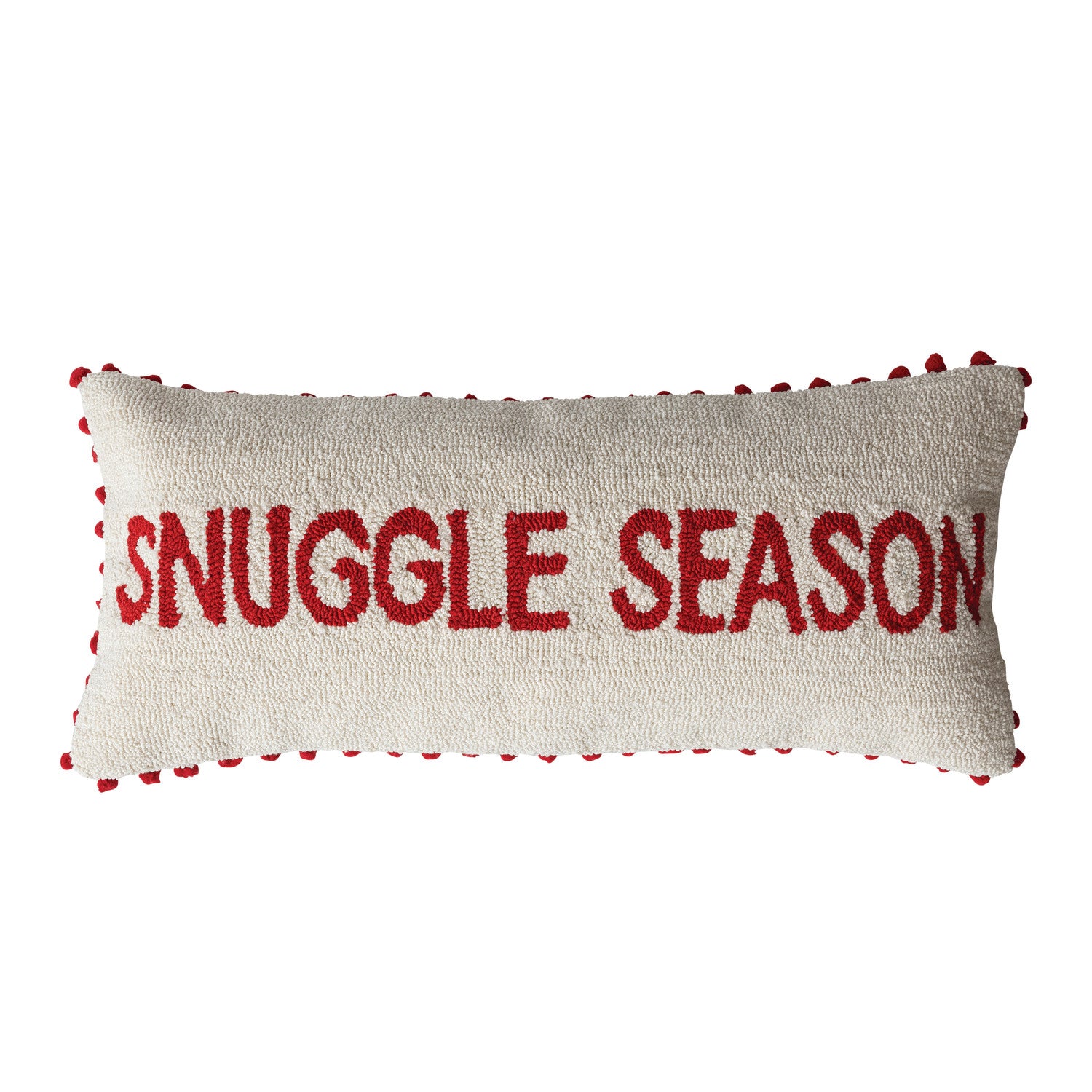 Tufted Lumbar Pillow with Pom Pom Trim 