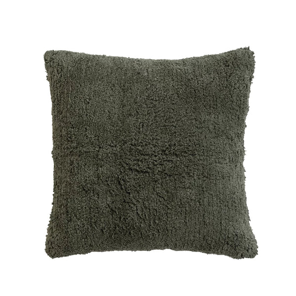 18" SQUARE COTTON TUFTED PILLOW W/ CHAMBRAY BACK