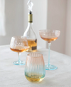 14 OZ. TWO-TONE STEMMED FLUTED WINE GLASS, BLUSH COLOR & BLUE
