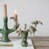 STONEWARE FLOWER SHAPED VASE, GREEN (EACH ONE WILL VARY)
