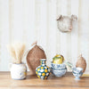 4 QUART HAND-PAINTED STONEWARE JUG W/ WAX RELIEF DOTS