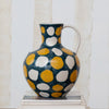 4 QUART HAND-PAINTED STONEWARE JUG W/ WAX RELIEF DOTS