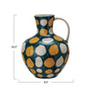 4 QUART HAND-PAINTED STONEWARE JUG W/ WAX RELIEF DOTS