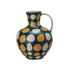 4 QUART HAND-PAINTED STONEWARE JUG W/ WAX RELIEF DOTS