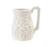 2 OZ. EMBOSSED STONEWARE VINTAGE REPRODUCTION CREAMER, WHITE