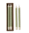 UNSCENTED STRIPED TAPER CANDLES IN BOX, SET OF 2