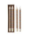 UNSCENTED STRIPED TAPER CANDLES IN BOX, SET OF 2