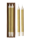 UNSCENTED STRIPED TAPER CANDLES IN BOX, SET OF 2