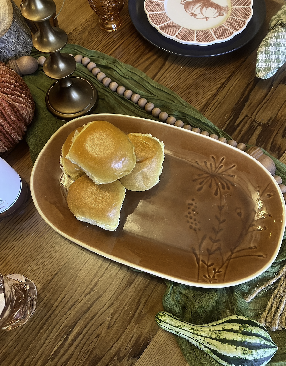 BOTANICAL BRONZE GLAZED PLATTER