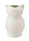STONEWARE VINTAGE REPORDUCTION OWL SHAPED VASE, MATTE WHITE