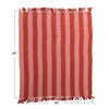 WOVEN RECYCLED COTTON BLEND THROW WITH STRIPES & FRINGES