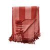 WOVEN RECYCLED COTTON BLEND THROW WITH STRIPES & FRINGES