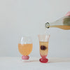 6 OZ. BLOWN FLUTED DRINKING GLASS WITH BALL STEM, PINK