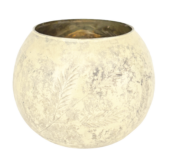 ETCHED MERCURY GLASS TEALIGHT/VOTIVE HOLDER WITH DESIGN