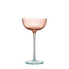 8 oz. Two-Tone Stemmed Fluted Coupe Glass, Blush Color & Blue