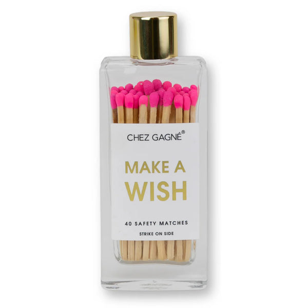 MAKE A WISH MATCHES - GLASS BOTTLE MATCHSTICKS - BRIGHT PINK