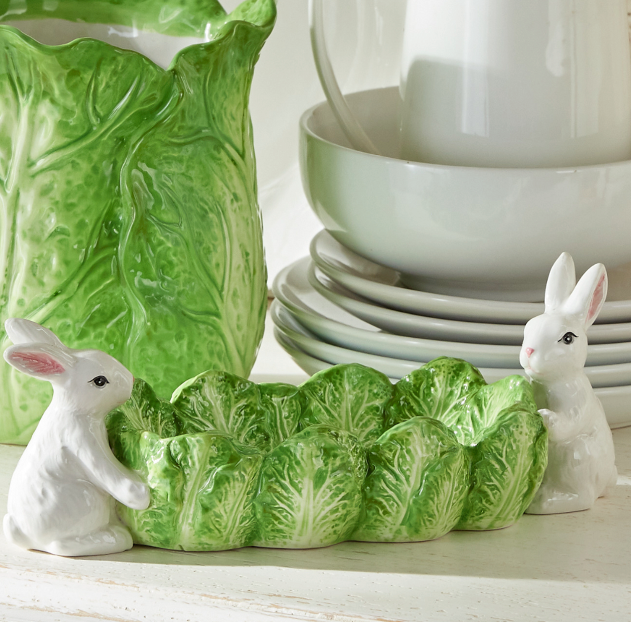 GREEN CABBAGE TRAY WITH BUNNIES 10