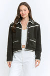 CROPPED SHERPA-BLEND JACKET