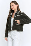 CROPPED SHERPA-BLEND JACKET