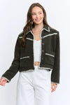 CROPPED SHERPA-BLEND JACKET