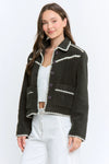 CROPPED SHERPA-BLEND JACKET