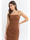 SUEDE SCALLOPED MIDI DRESS