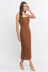 SUEDE SCALLOPED MIDI DRESS