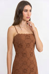 SUEDE SCALLOPED MIDI DRESS
