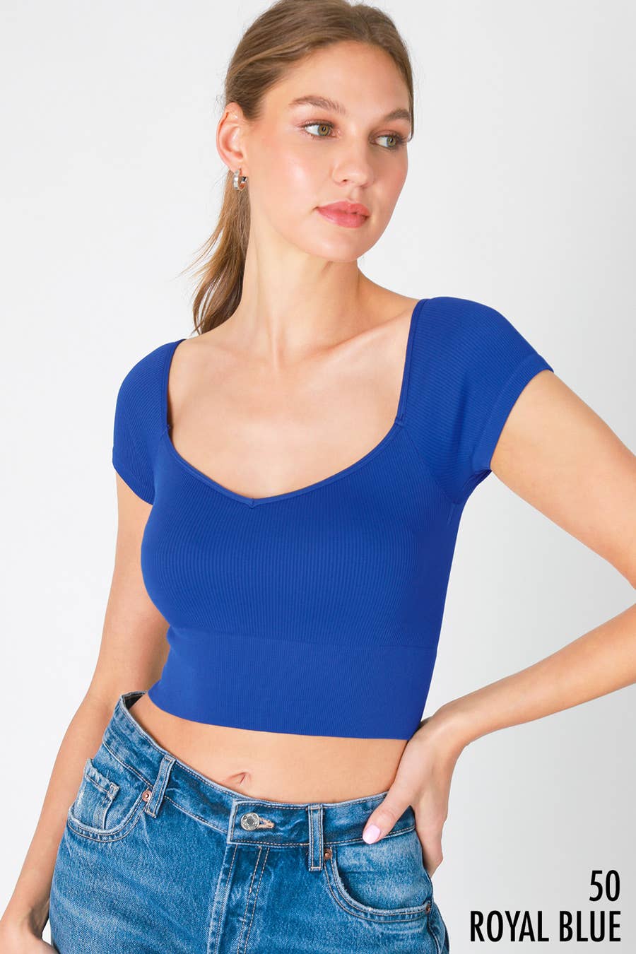 CAP SLEEVE RIBBED CROP TOP