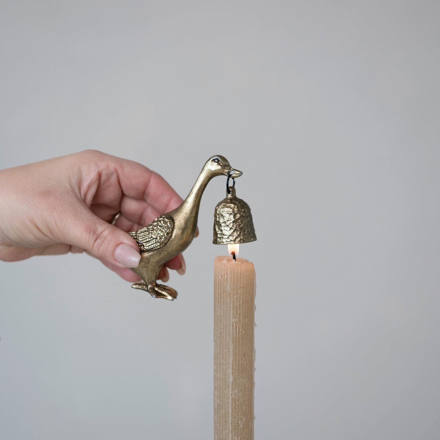 PEWTER DUCK SHAPED CANDLE SNUFFER