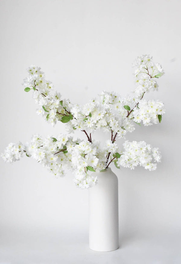 40''T FAUX CHERRY BLOSSOM BRANCH: WHITE