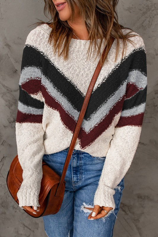 CECILIA CHEVRON STRIPED SWEATER