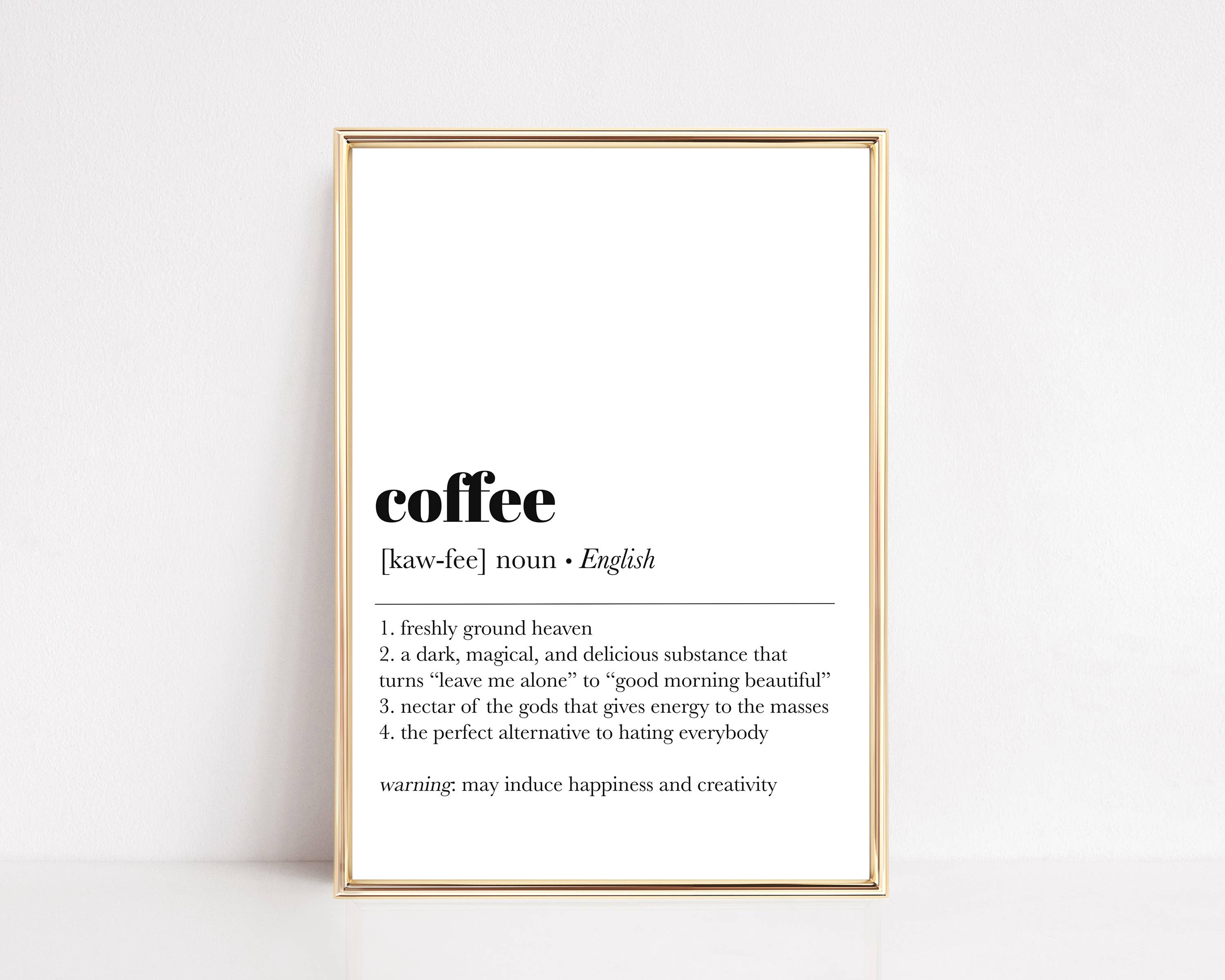 COFFEE DEFINITION PRINT | MINIMALIST COFFEE WALL ART